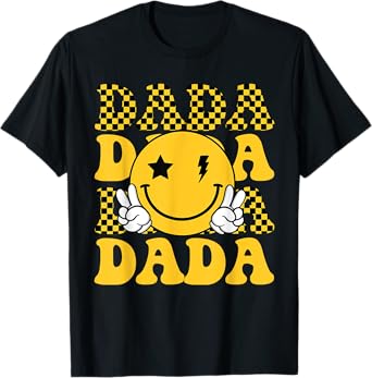 Dada One Happy Dude 1st Smile Face Birthday Family Matching T-Shirt