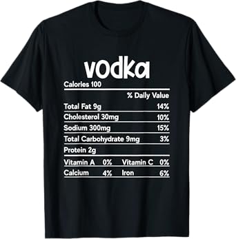 Vodka Nutrition Facts Thanksgiving Funny Drinking Costume T-Shirt