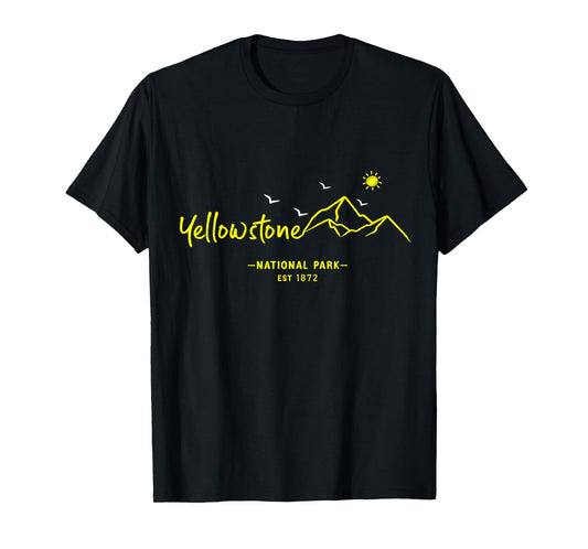 Yellowstone National Park Retro Mountains Hiking Souvenir T-Shirt