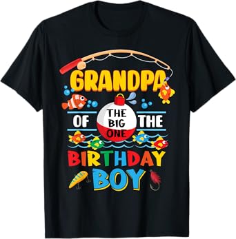 Grandpa of The Big One Fishing 1st Birthday Ofishally Family T-Shirt