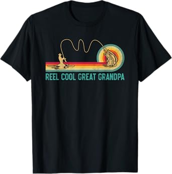 Reel Cool Great Grandpa Vintage Retro Fishing for Papa T-Shirt
