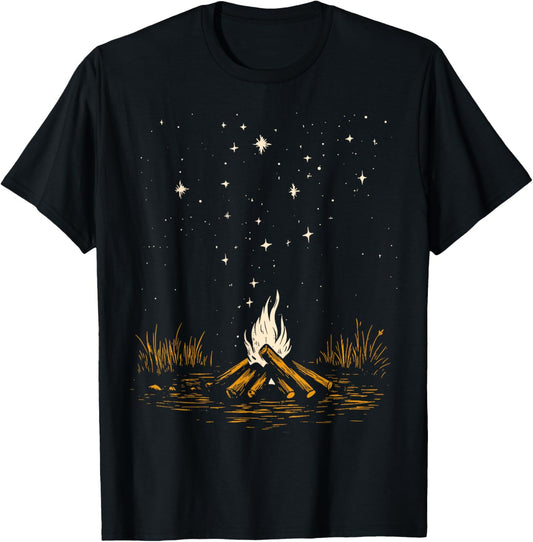 Vintage Campfire Camping Stars Hiking Outdoor Nature Lover T-Shirt