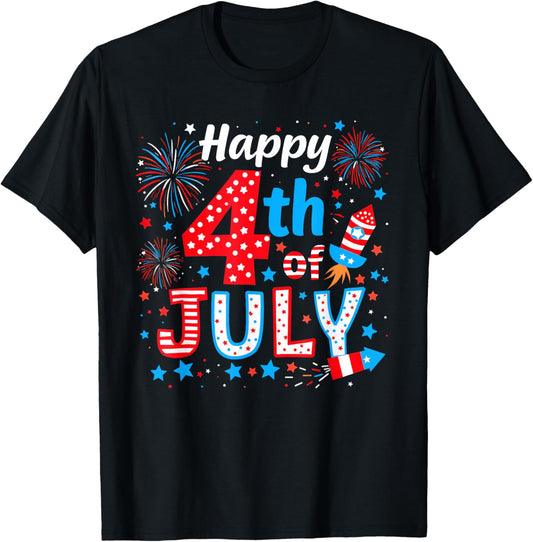 Happy 4th Of July Patriotic American Flag Usa Men Women Kids T-shirt