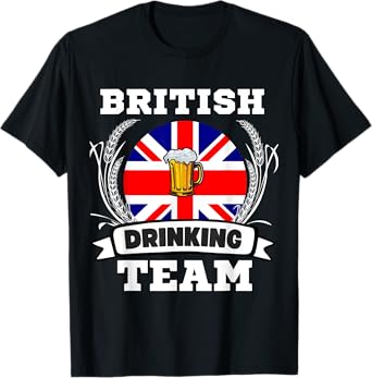 British Flag Drinking Team Funny Beer Heritage Month Party T-Shirt