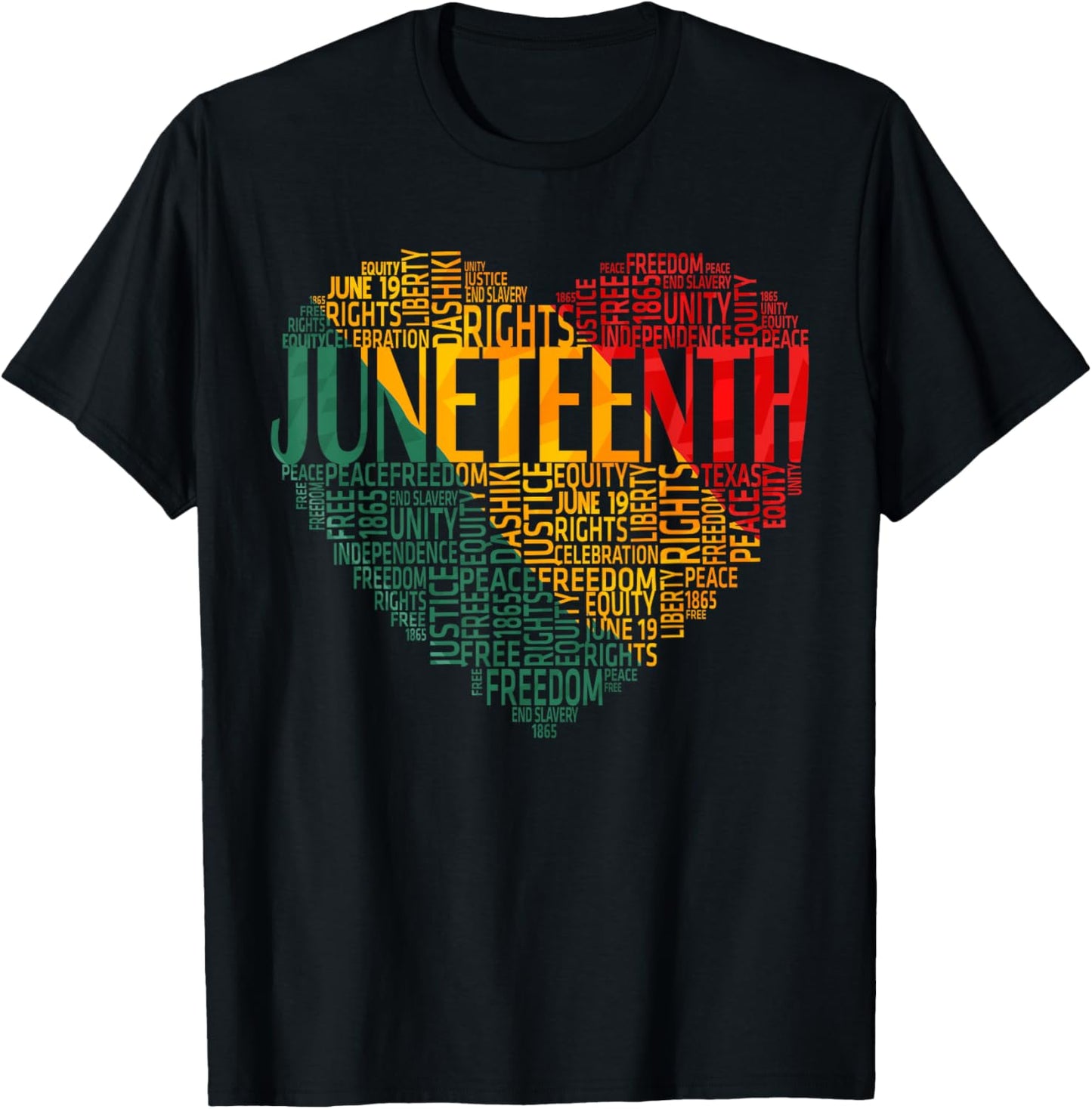 Juneteenth Heart Black History American African Flag Freedom T-Shirt