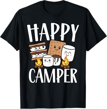 Kawaii Smore Happy Camper Camping Crew Trip Campfire Squad T-Shirt