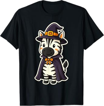 Funny Zebra in Witch Costume for Kids Boys Girls Halloween T-Shirt