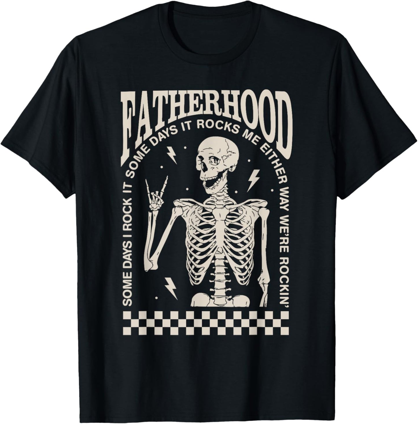 Funny Fatherhood Rock Skeleton Dad Life Vintage Fathers Day T-Shirt