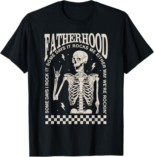 Funny Fatherhood Rock Skeleton Dad Life Vintage Fathers Day T-Shirt