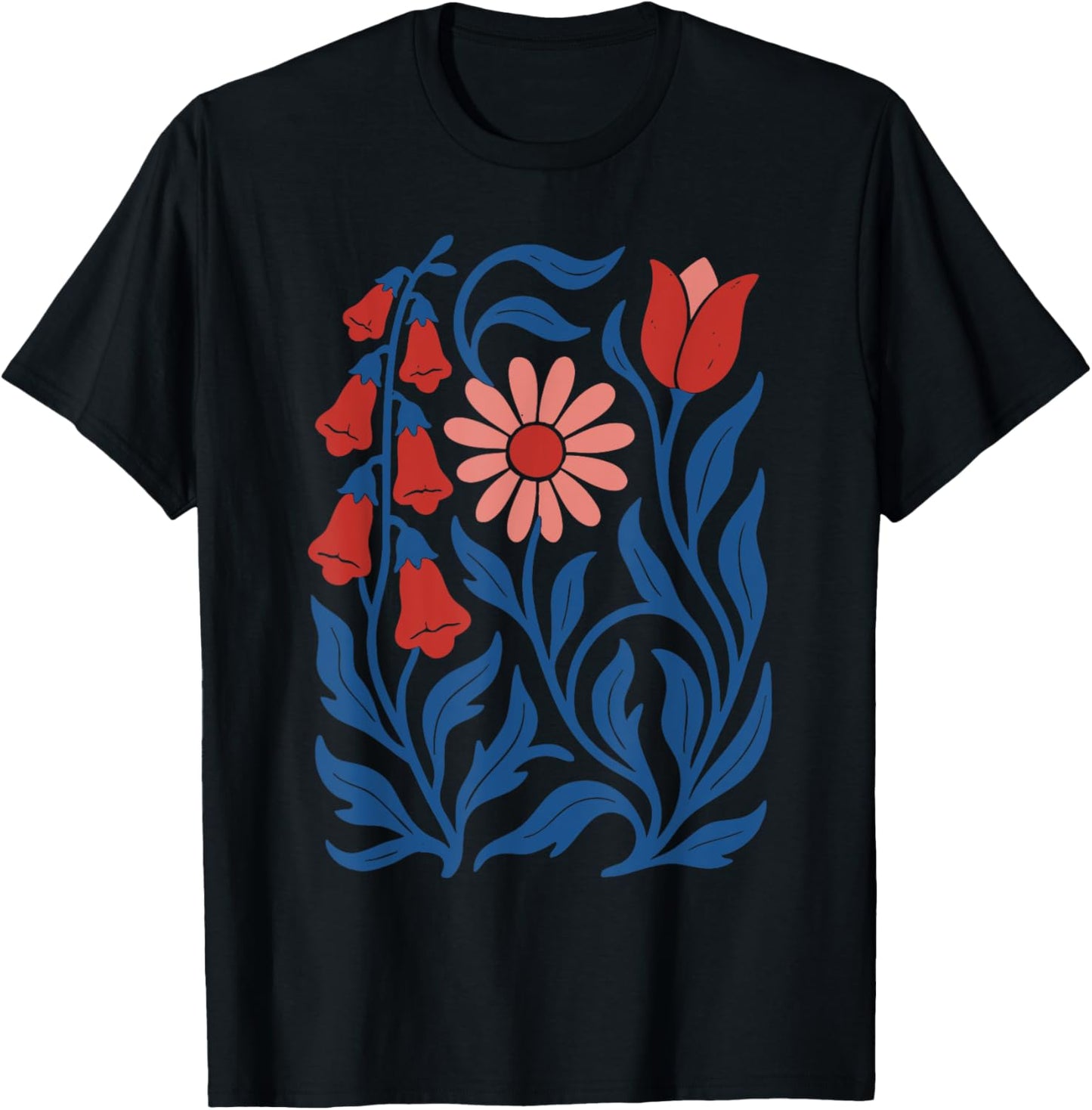 NO WORDS Subtle Foxglove Daisy Tulip T-Shirt