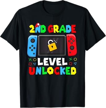 Back To School 2nd Grade Level Unlocked Gamer Kids Boys T-Shirt