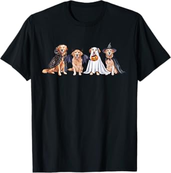 Golden Retriever Ghost Dog Halloween Golden Retriever Witch T-Shirt
