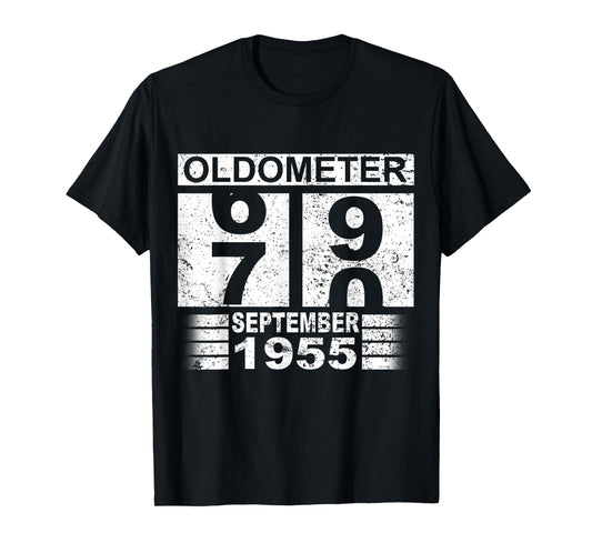 Oldometer 69-70 Born in September 1955 Funny 70th Birthday T-Shirt