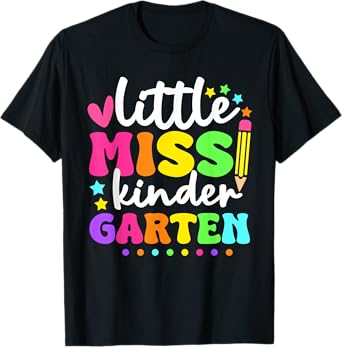 Little Miss Kindergarten Kids Girls Pencil Back To School T-Shirt