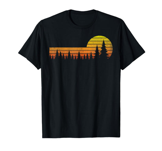 Trees Wildlife Nature Vintage Forest Sunset Man Woman Kids T-Shirt