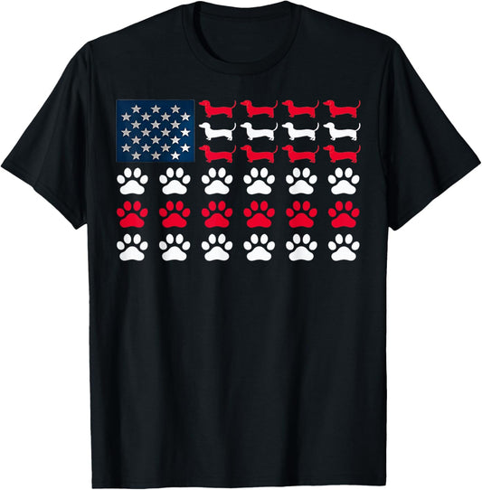 American Flag Dachshund Patriotic Dachshund Doxie Lover T-Shirt