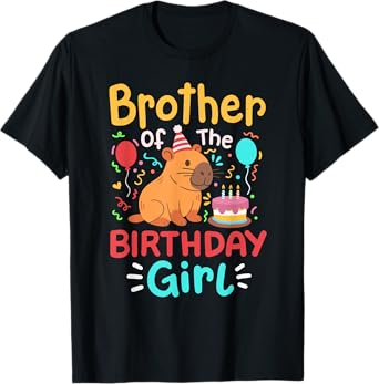 Brother Of The Birthday Girl Capybara Bday Family Matching T-Shirt