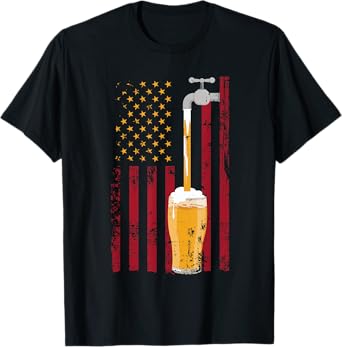 4th of July American Flag Beer Brewing Women Men T-Shirt