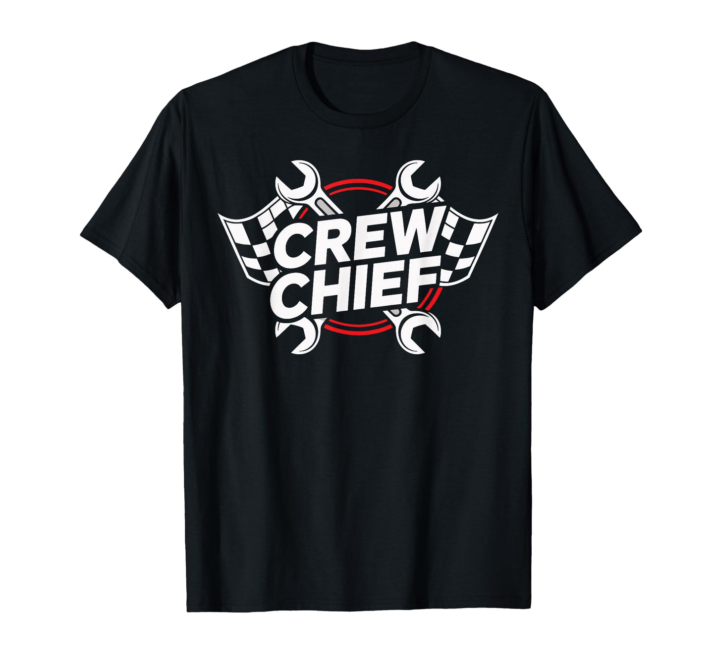 Crew Chief Racing Pit Crew Wrenches Checkered Flag T-Shirt