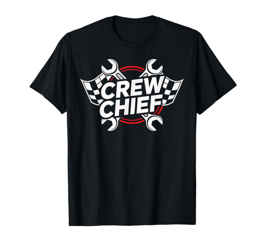 Crew Chief Racing Pit Crew Wrenches Checkered Flag T-Shirt