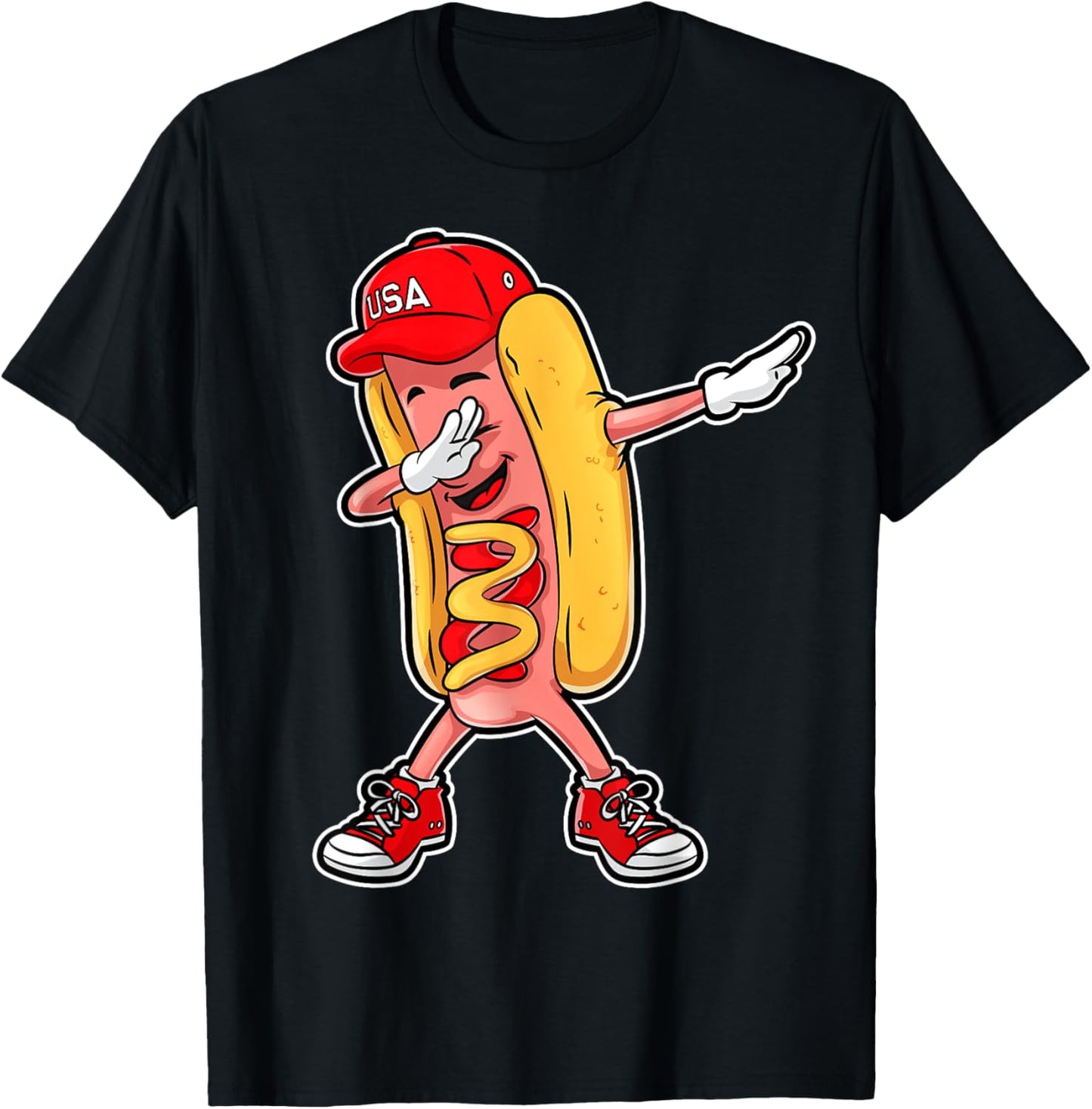 Dabbing Hot Dog T shirt 4th of July Hotdog Merica USA Kids T-Shirt