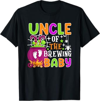 Uncle of Brewing Baby Halloween Theme Baby Shower Spooky T-Shirt