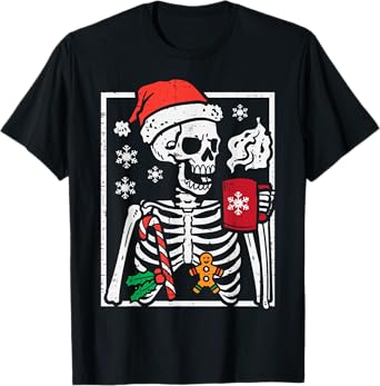Christmas Skeleton Hot Chocolate Xmas Men Women Kids Youth T-Shirt