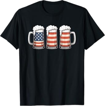 Beer American Flag Drinking Independence Day 4th of July T-Shirt