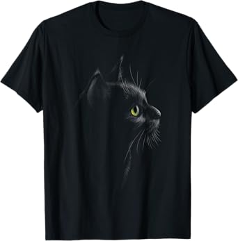 Black Cat head Safari Animal Art Wildlife T-Shirt for Men Women Kids