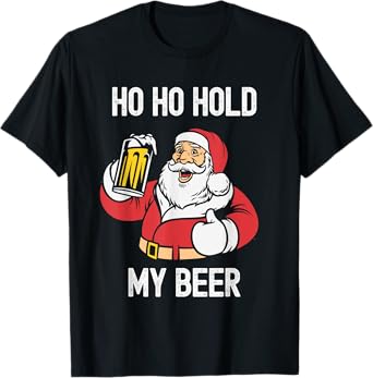 Christmas In July Ho Ho Hold My Beer Santa Summer Women Men T-Shirt