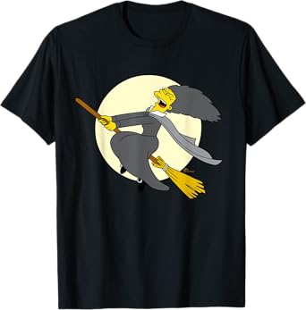 The Simpsons Halloween Witch Costume Marge on Flying Broom T-Shirt
