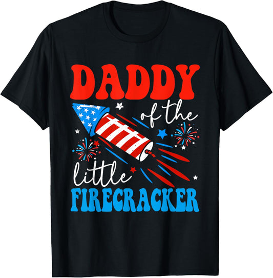 Daddy Of The Little Firecracker 4th of July Birthday Party T-Shirt