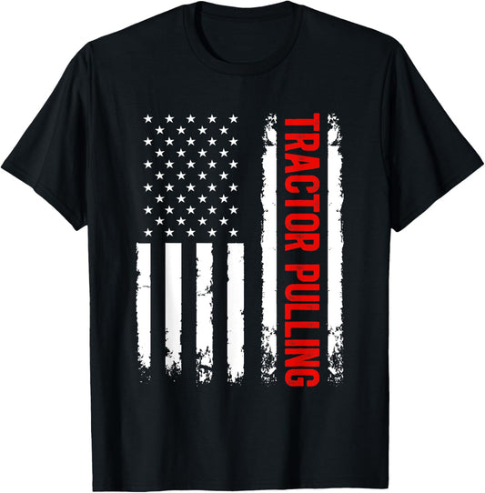 Tractor Pulling American Flag 4th Of July T-shirt