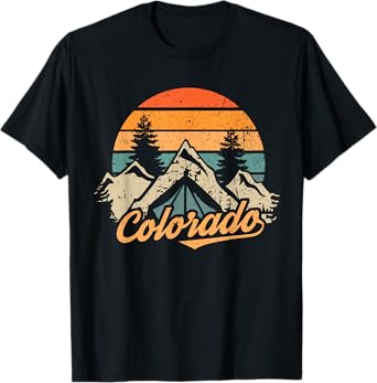 Colorado - Retro Vintage Mountains Nature Hiking Camping T-Shirt