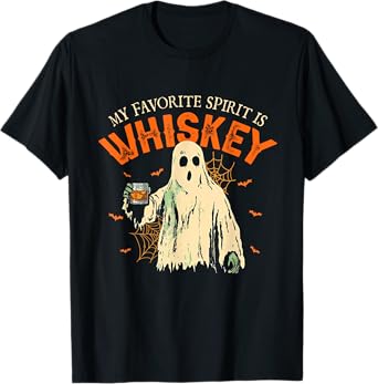 My Favorite Spirit Is Whiskey Funny Ghost Halloween Costume T-Shirt