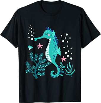 Aquarium Animal Kids Gift Cute Seahorse T-Shirt