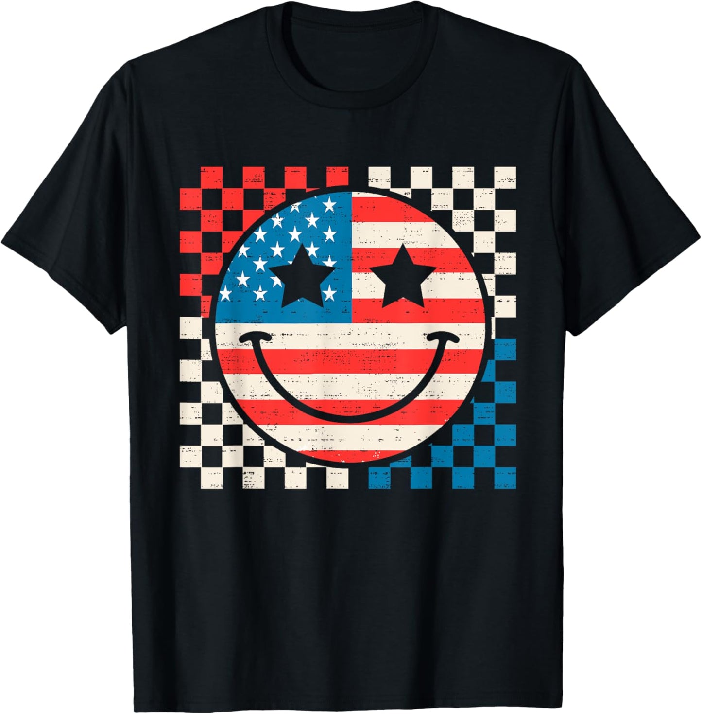 Smile Face American Flag Usa Funny 4th Of July Fourth T-shirt