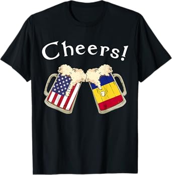 American Romanian Patriot US Flag Beer Drinks Romania Grown T-Shirt