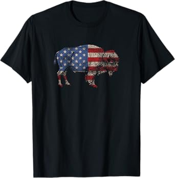 Vintage Retro Bison American Flag Buffalo Simple T-Shirt T-Shirt
