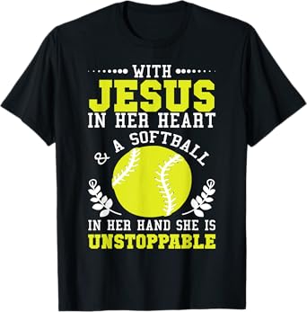 Christian Softball T-Shirt Religious Baseball Gift T-Shirt