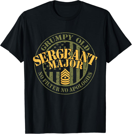 Army Sergeant Major Veteran Grumpy American Flag SGM T-Shirt