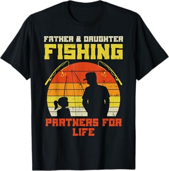 Father Daughter Fishing Partner For Life Retro Matching Gift T-Shirt