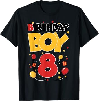 Funny Kids 8 Year Old Birthday Party 8th Birthday Boy Eight T-Shirt