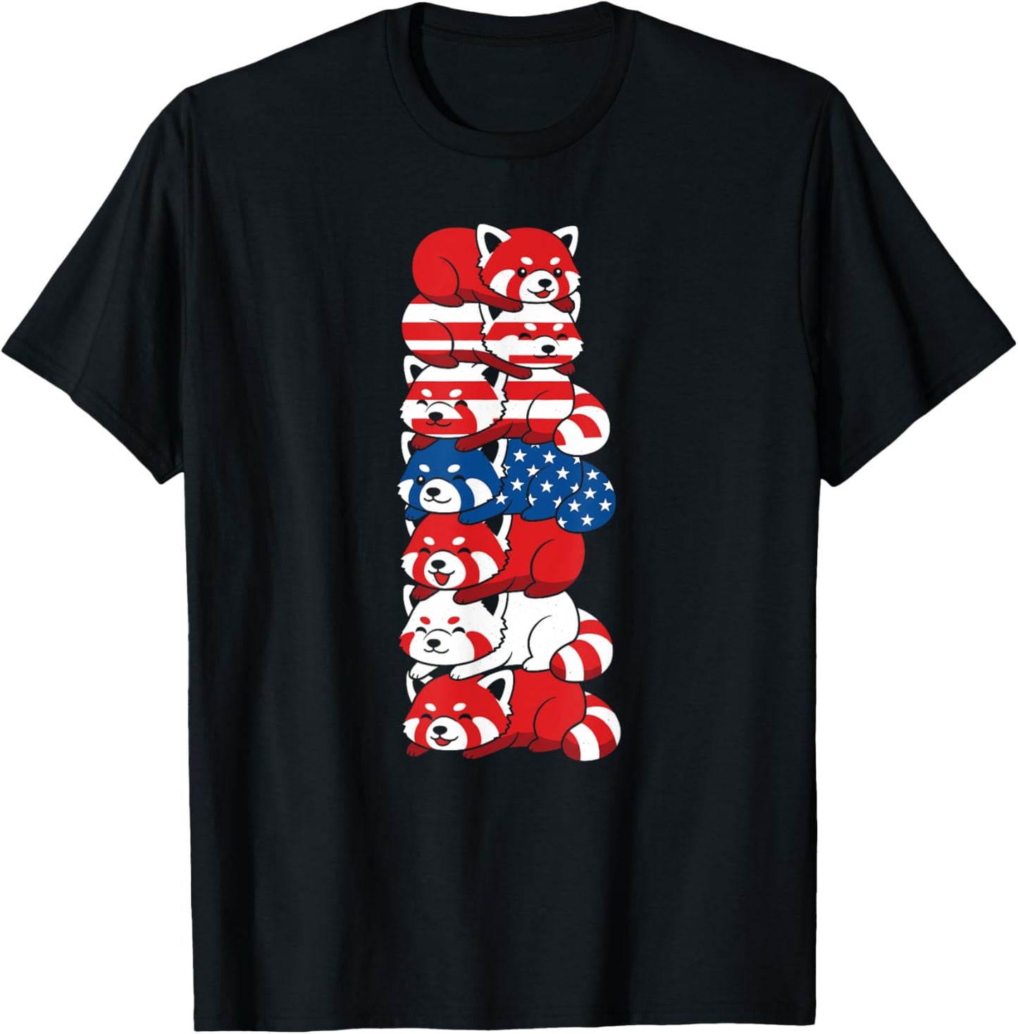 Funny Red Panda American Usa Flag Memorial Day 4th Of July T-shirt
