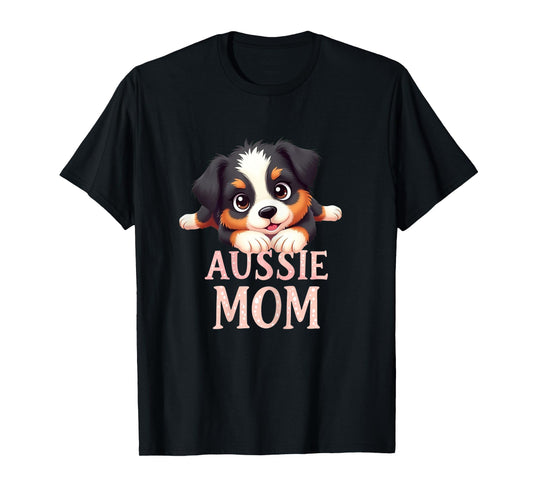 Aussie Mom Dog Australian Shepherd Mama Cute Puppy T-Shirt for Women