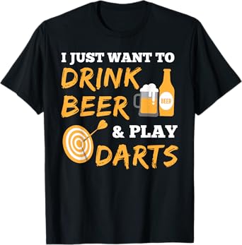 I Just Want to Drink Beer and Play Darts Vintage Graphic T-Shirt