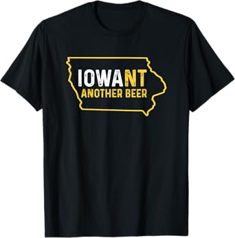 Funny Iowa Beer Distressed Iowa State Map T-Shirt