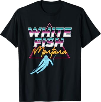 Whitefish Montana - USA Ski Resort 1980s Retro T-Shirt