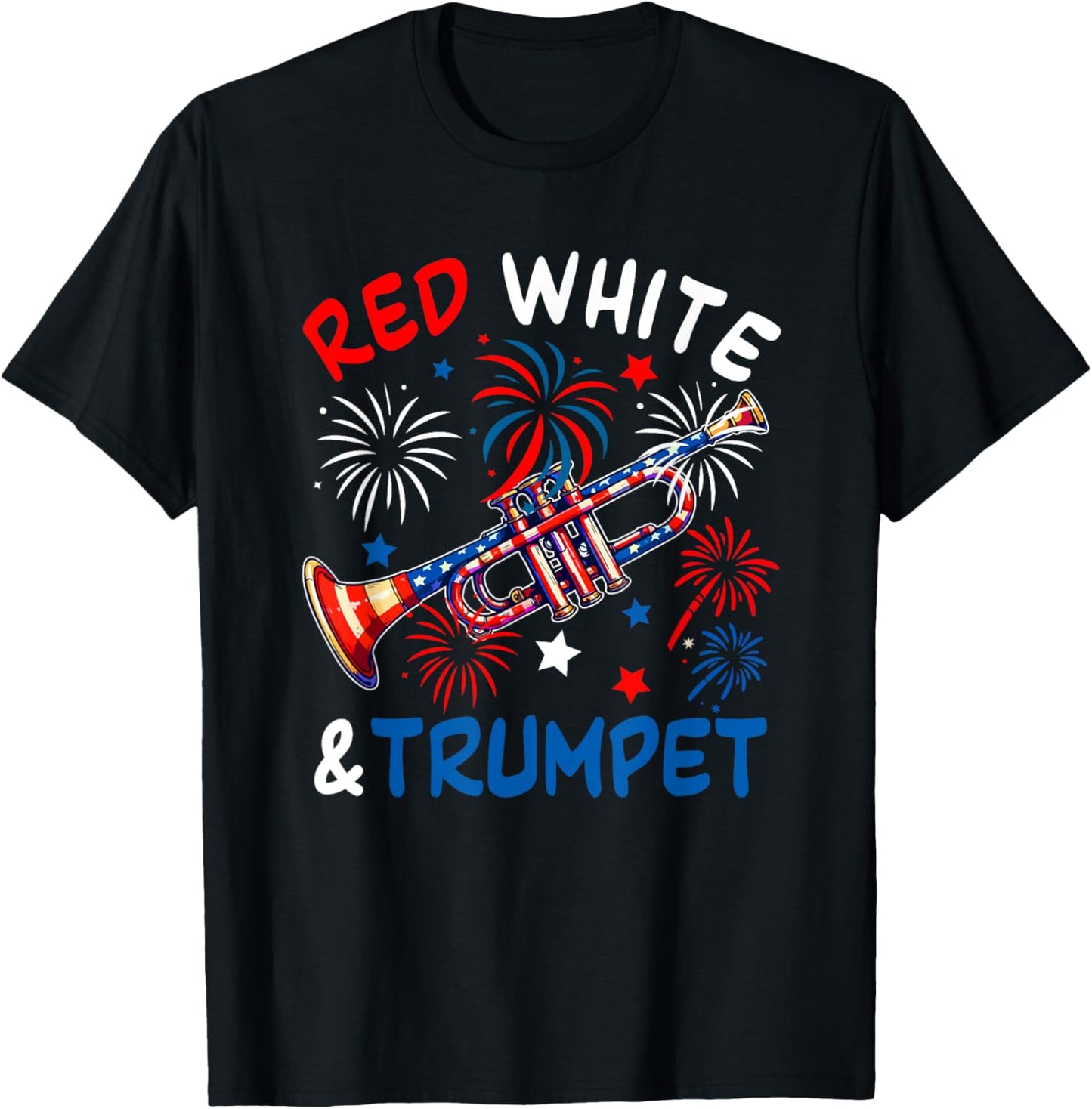 Red White And Trumpet 4th Of July Us Flag Instrumentalist T-shirt