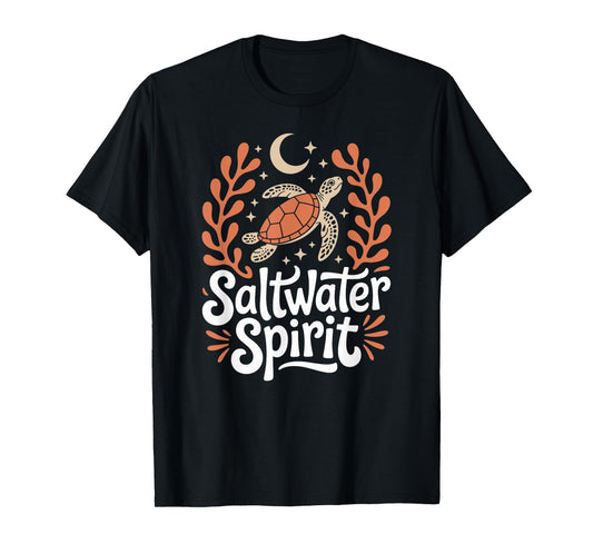 Saltwater Spirit Boho Marine Life, Seaweed and Night Sky Fun T-Shirt